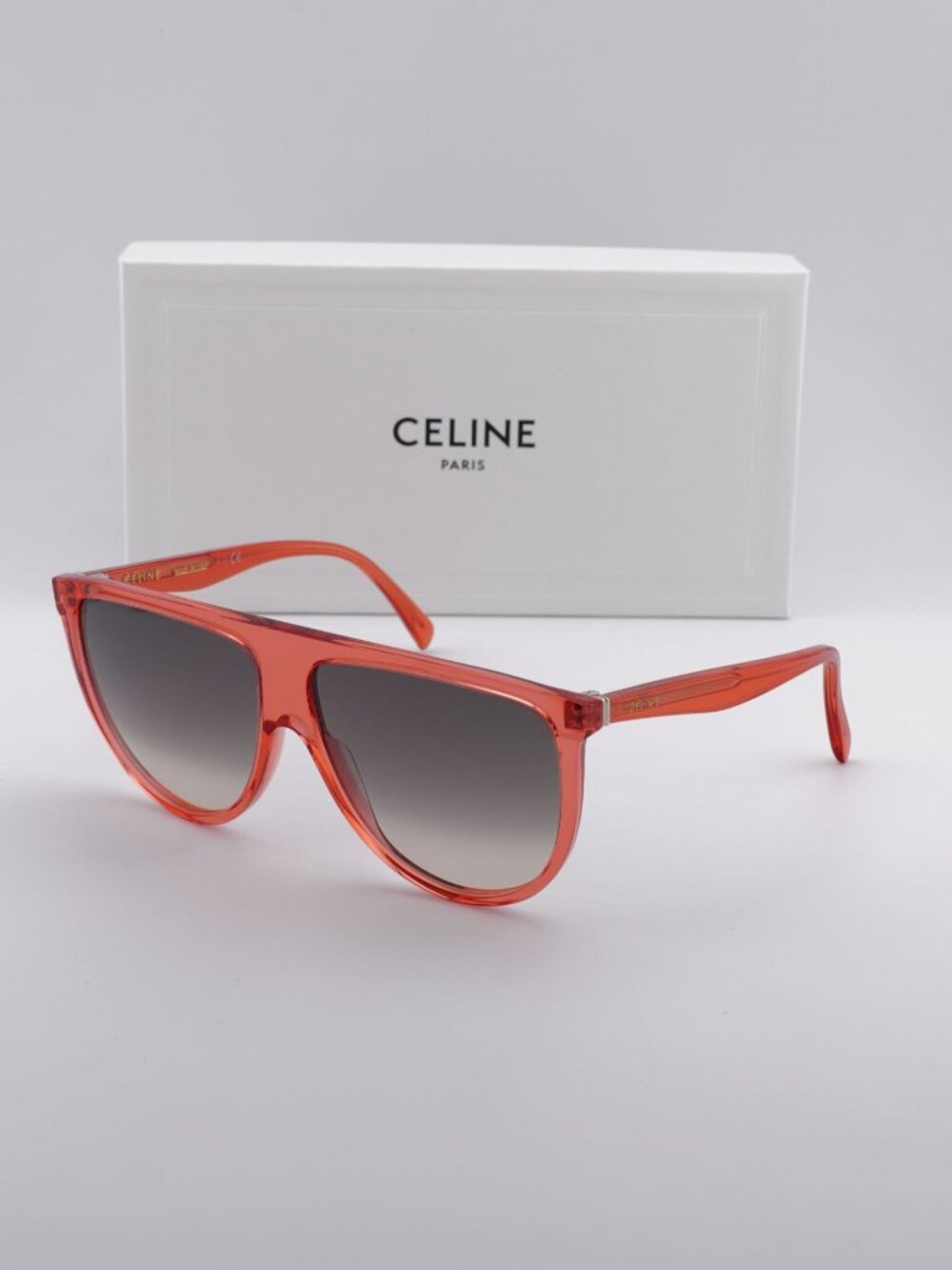 Celine CL40006I 66F Aviator Sunglasses - Red / Brown
